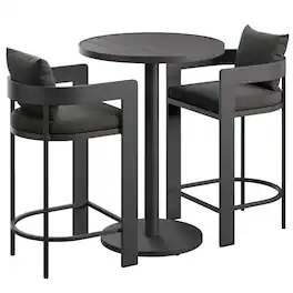 Modway - Tahoe 3-Piece Outdoor Patio Aluminum Bar Set - Charcoal