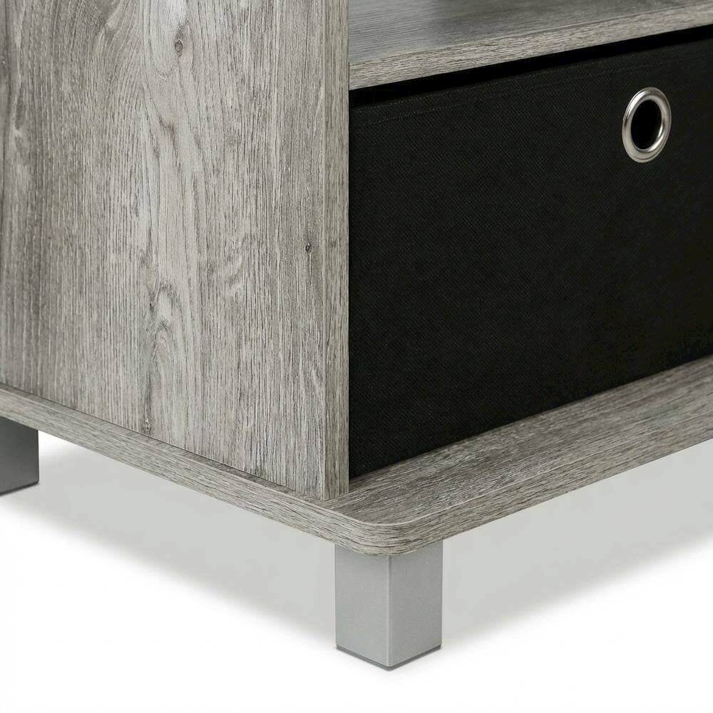 Alt View 1. FurniFact - Gray/Black entertainment center with bin drawers and modern design - French Oak Grey/Black.