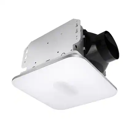 Front. Akicon - Decorative Silver Fan Speed 90 CFM Ceiling Bathroom Exhaust Fan with 18 Watt Dimmable 3CCT LED Light - Silver.