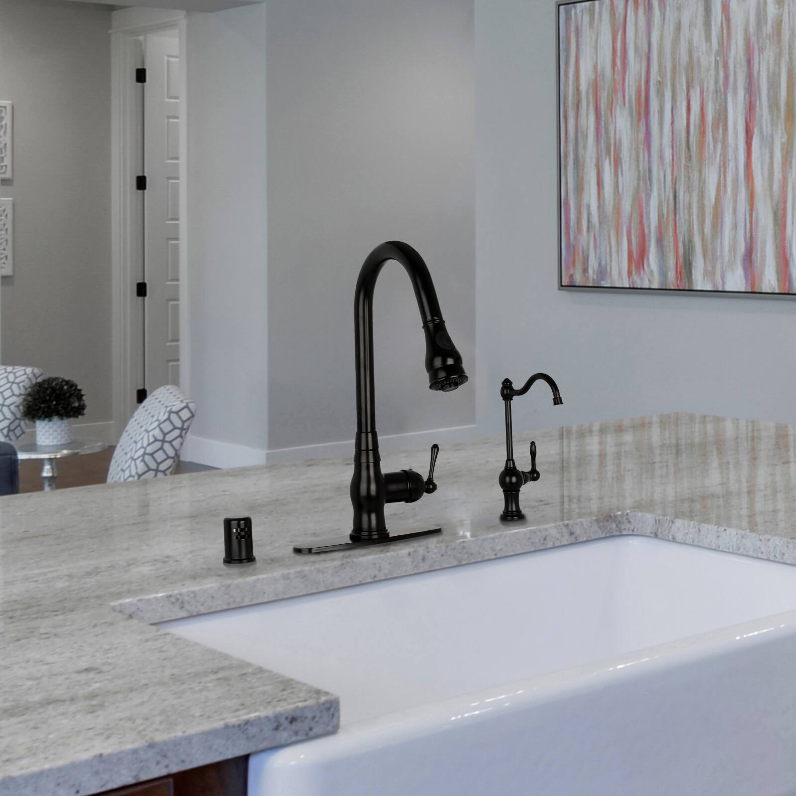 Alt View 4. Akicon - Akicon One-Handle Solid Brass Kitchen Drinking Water Filter Faucet in Matte Black - Matte Black.