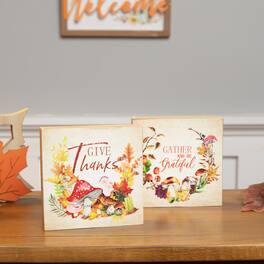 Northlight - Give Thanks and Be Grateful Fall Harvest Signs - 4.75" - Set of 2 - Multi