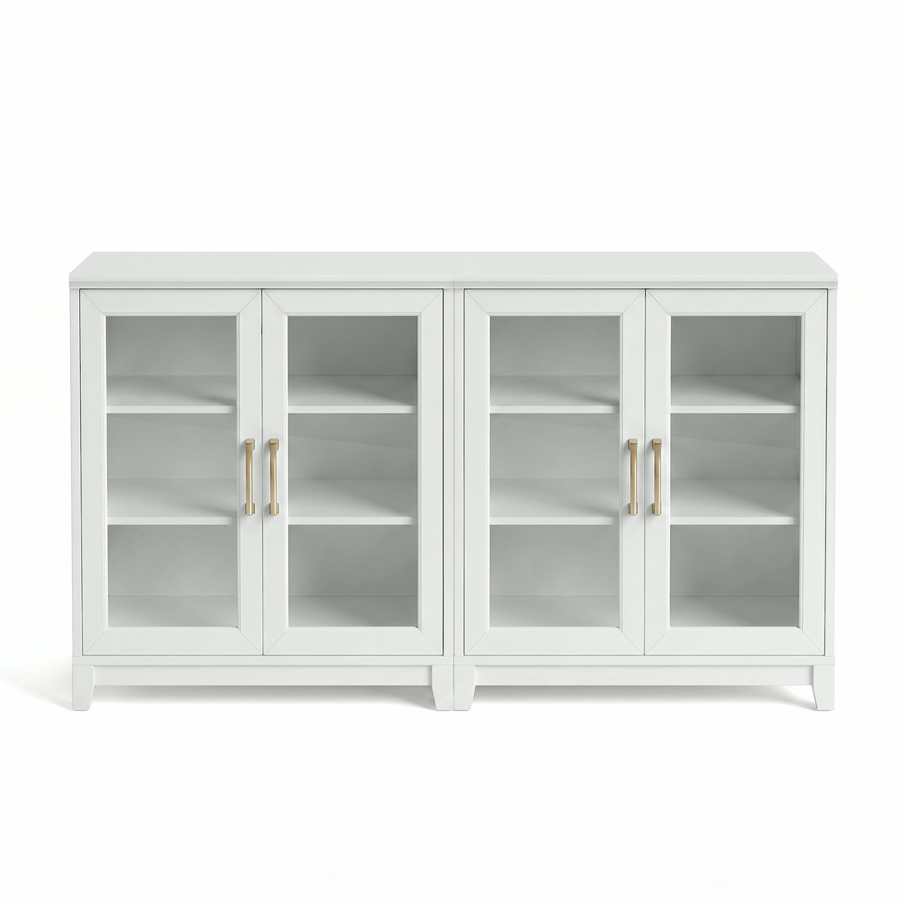 Alt View 1. Martha Stewart - 2PK 2-Door Cabinets with Soft-Close Doors-Premium Hardware - White Frame/Gold Hardware.