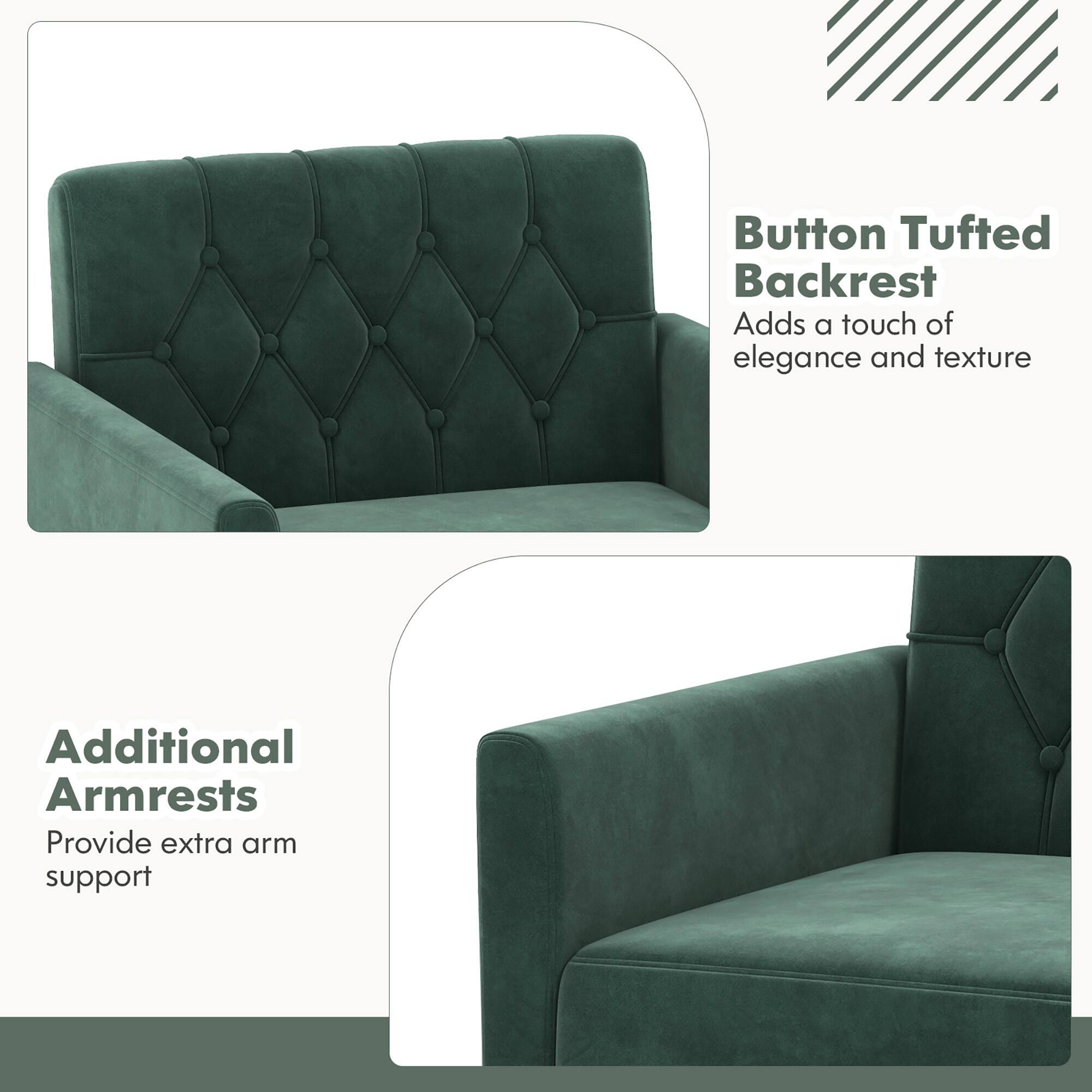 Button Tufted Backrest  
Adds a touch of elegance and texture  

Additional Armrests  
Provide extra arm support