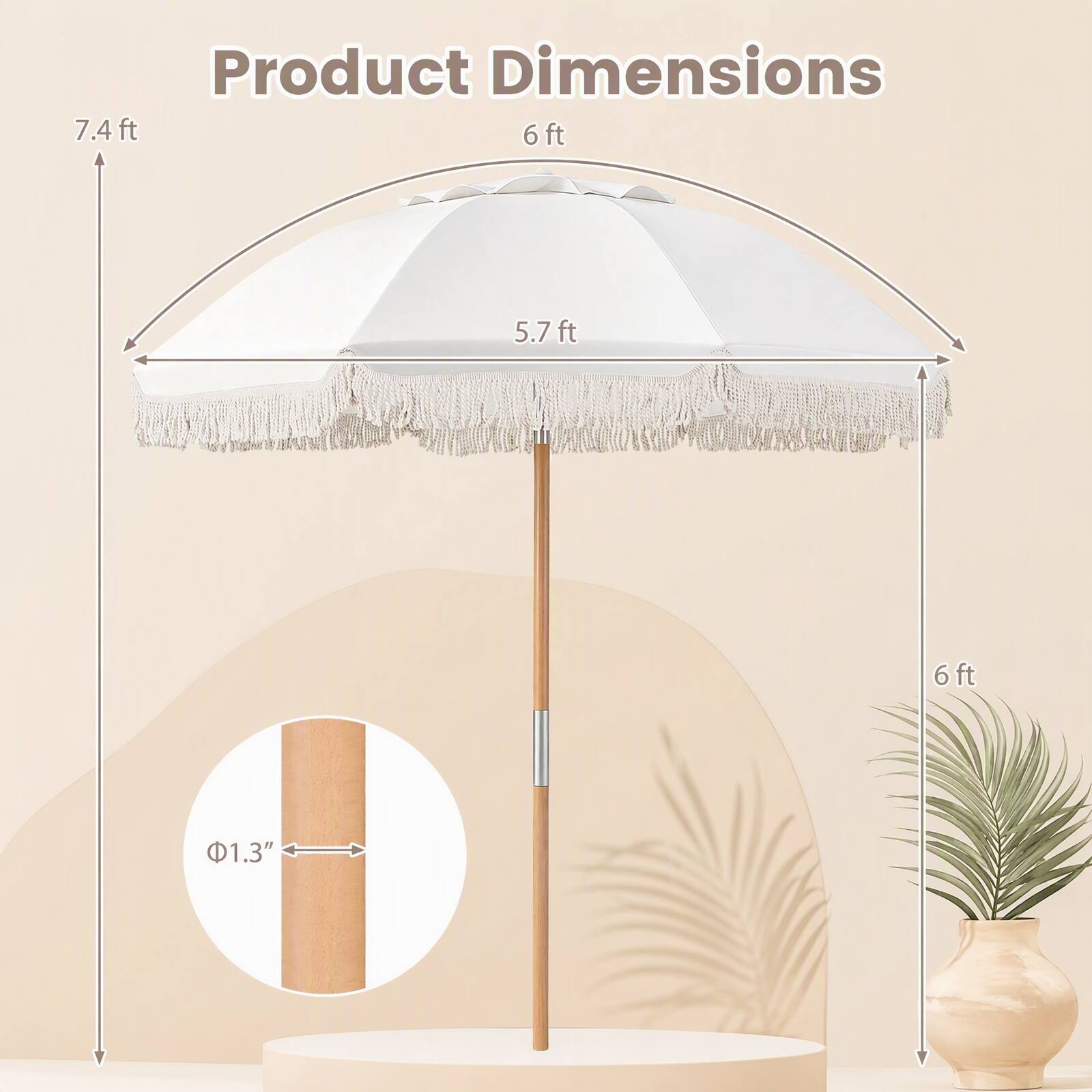 Product Dimensions

7.4 ft  
6 ft  
5.7 ft  
6 ft  
1.3"