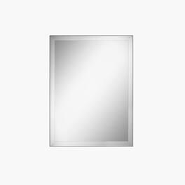 Boyel Living - 40 in W x 32 in L Silver Rectangular Slanted Edge Aluminum Framed Wall Bathroom Vanity Mirror