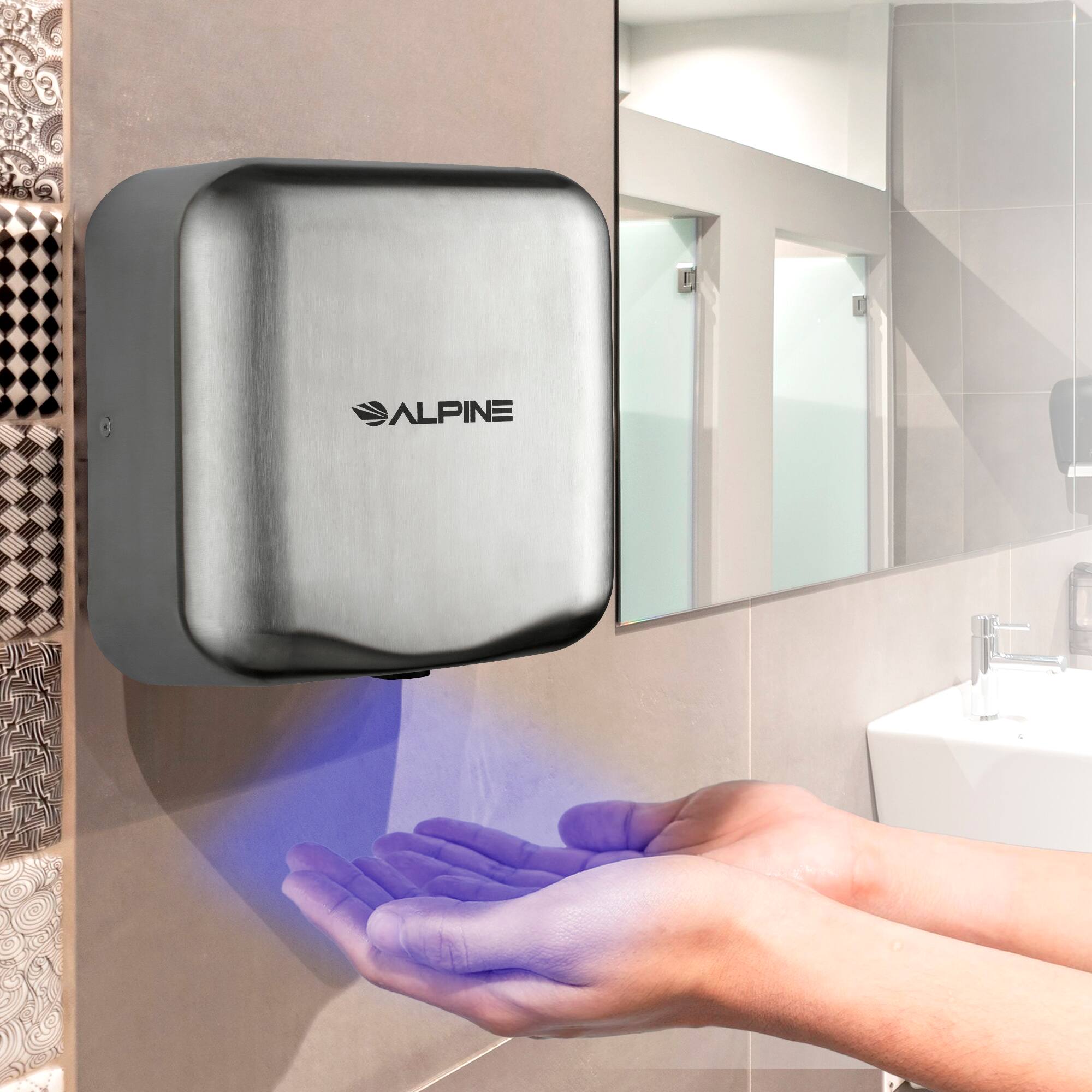 Alt View 10. Alpine Industries - Hemlock Commercial Automatic 220-Volt High-Speed Electric Hand Dryer - Stainless Steel.