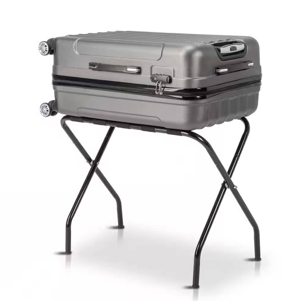 Front. Hivvago - Sturdy Black Metal Foldable Luggage Rack - Black.