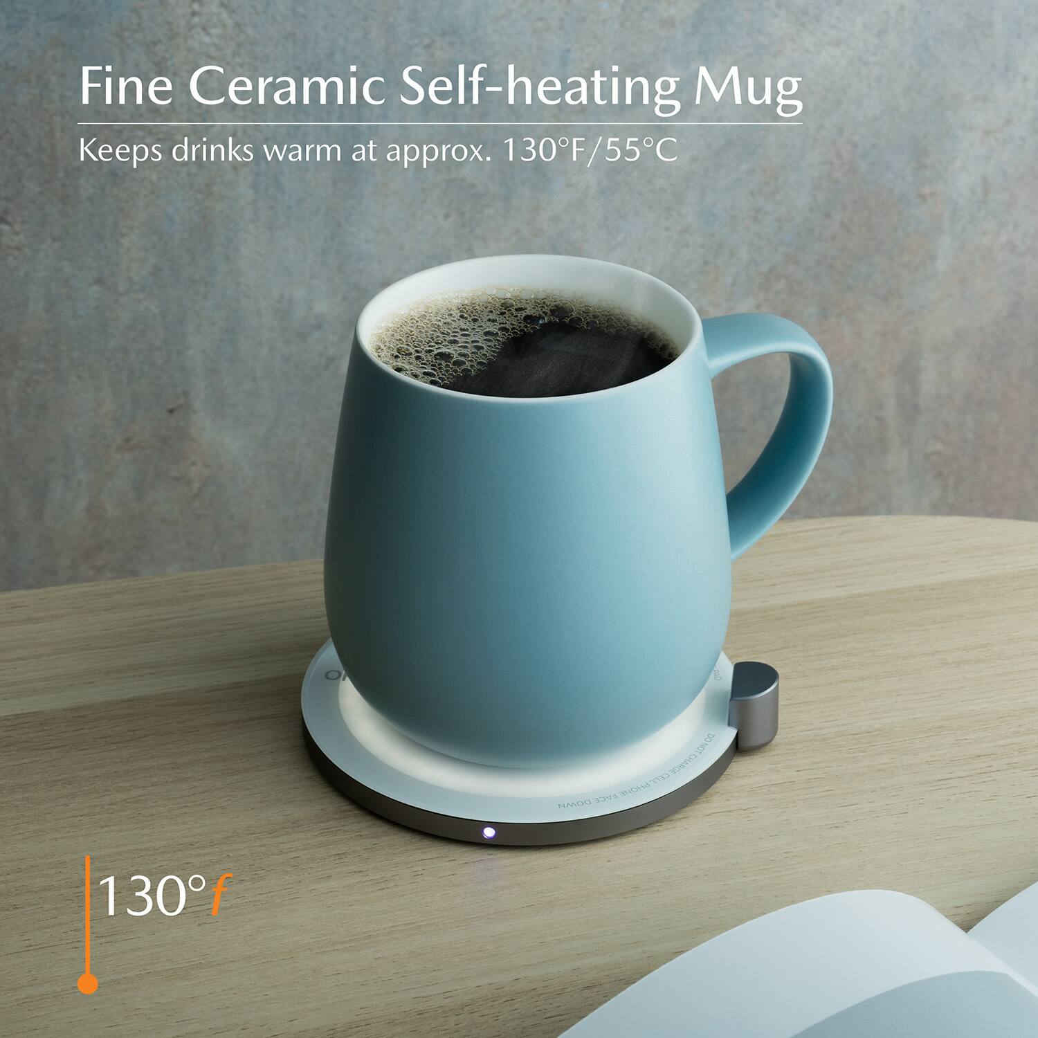 Fine Ceramic Self-heating Mug  
Keeps drinks warm at approx. 130°F/55°C