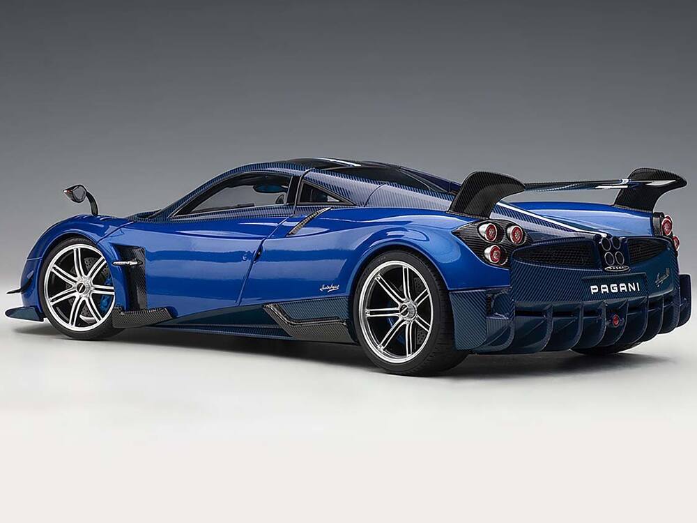 Alt View 3. Autoart - Pagani Huayra BC Blu Francia / Candy Blue Metallic with Carbon Accents 1/18 Model Car by Autoart.
