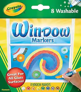 Crayola - Washable Window Markers, Conical Tip, 8/Pack (58-8165)