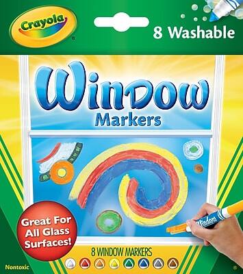 Crayola 8 Washable Window Markers  
Great For All Glass Surfaces!  
8 Window Markers  
Non-Toxic