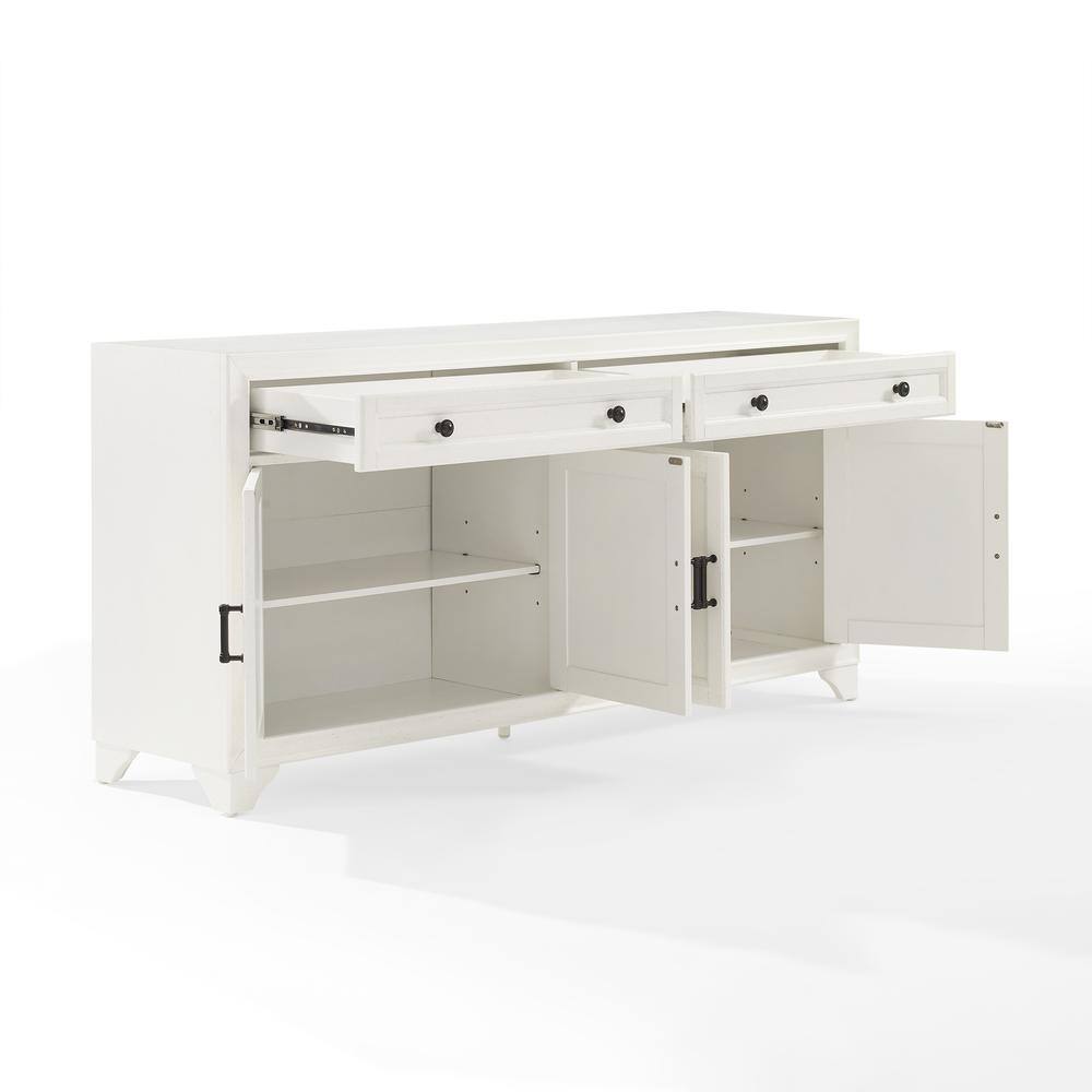 Left. Crosley Furniture - Tara Sideboard - Distressed White.