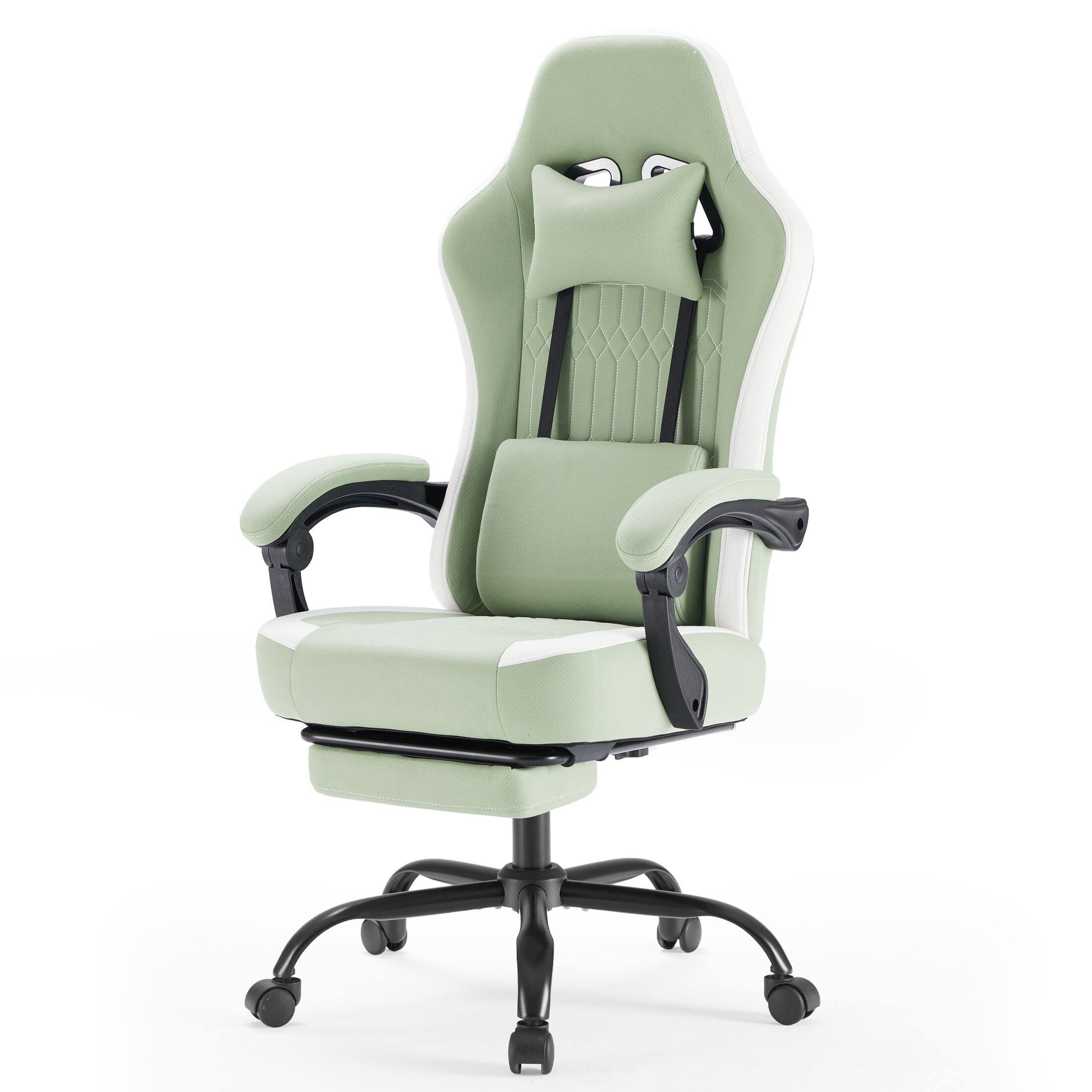 Left. AENKYO - Gaming Chair Desk Chair Lumbar Support Ergonomic Reclining with Adjustable Height - Green.