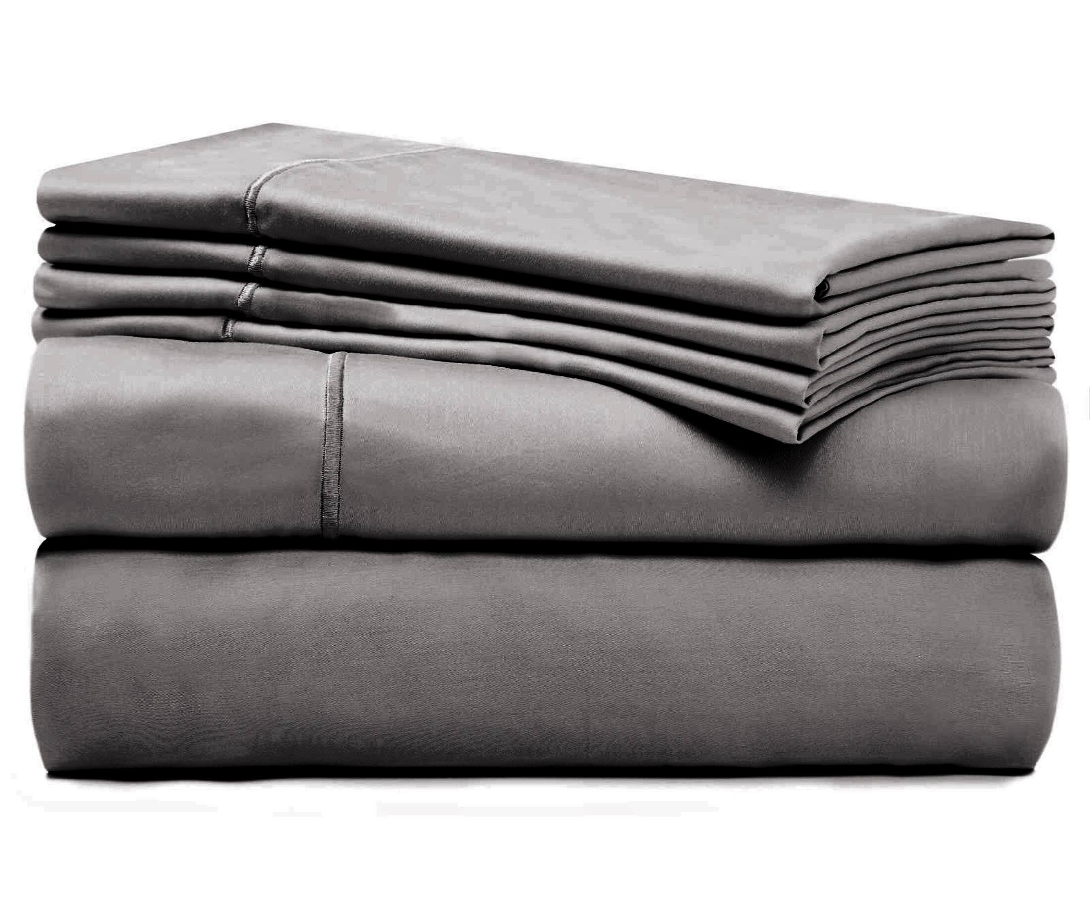 Back. Bibb Home - Bibb Home 1000TC Egyptian Cotton Rich 6-Piece Sheet Set - Charcoal.