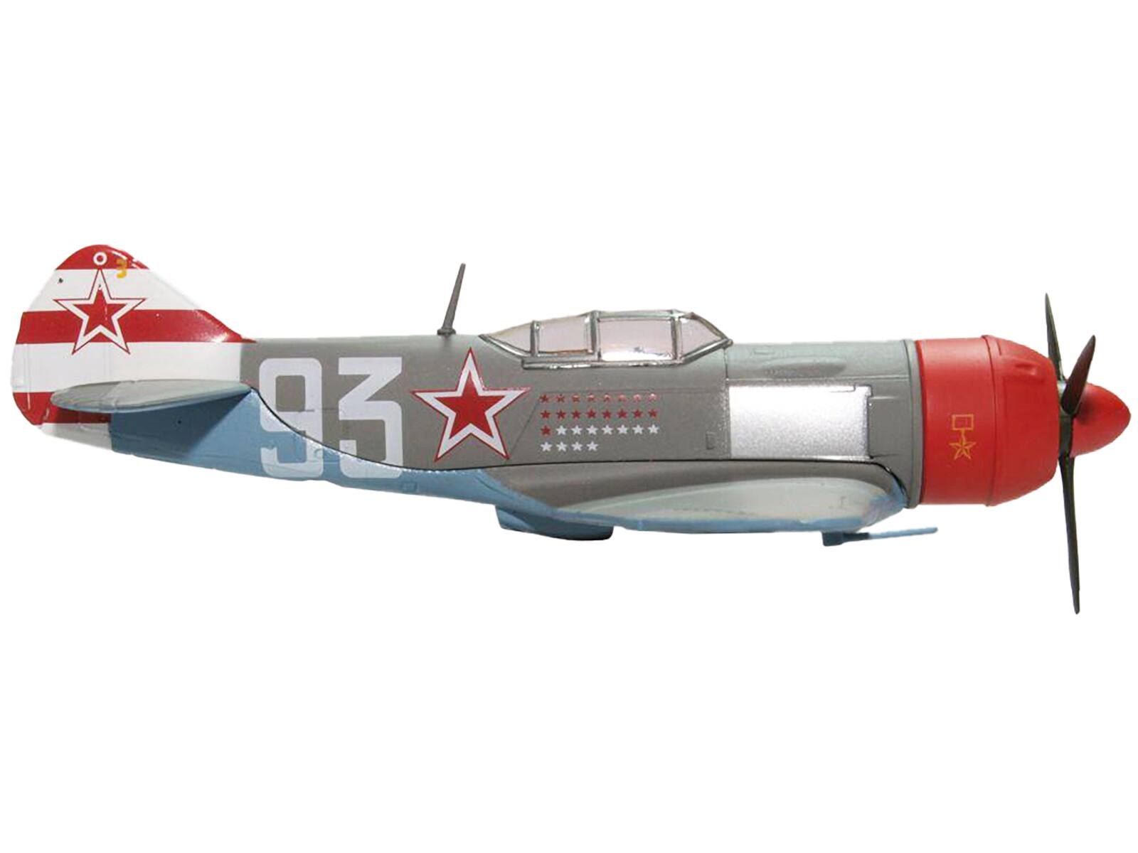 Angle. Oxford Diecast - Lavochkin LA7 Fighter Plane Sergei Federovich Dolgushin 156th Fighter Regiment (1945) "Oxford Aviation" Series 1/72 - Multicolor.