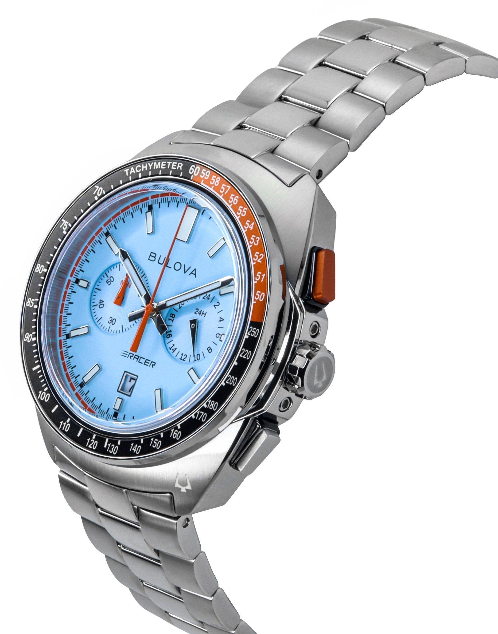 TACHYMETER  
60 59 58 57 56 55 54 53 52 51 50 49 48 47 46 45 44 43 42 41 40 39 38 37 36 35 34 33 32 31 30 29 28 27 26 25 24 23 22 21 20 19 18 17 16 15 14 13 12 11 10 9 8 7 6 5 4 3 2 1  
BULOVA  
RACER  
24H  
250 240 230 220 210 200 190 180 170 160 150 140 130 120 110 100 90 8