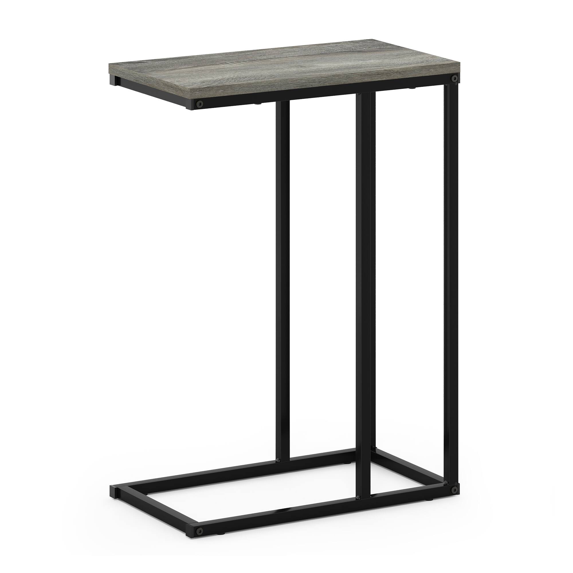 Alt View 4. Furinno - CAMNUS Night Stand, C-shape Nightstand, Metal Frame Side Table, End Table, Bedside Table - French Oak Grey.