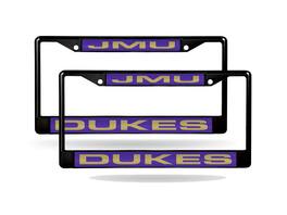 Rico Industries - James Madison Dukes (Set of 2) Black Metal Laser Cut License Plate Frames - Multi