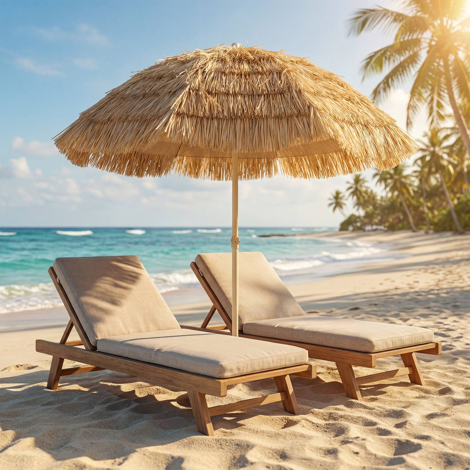 Alt View 1. Outsunny - 6FT Tiki Umbrella, Outdoor Hawaiian Style Patio Umbrella with 8 Ribs, Carry Bag, Outdoor Tiki Bar, Tropical Palapa.