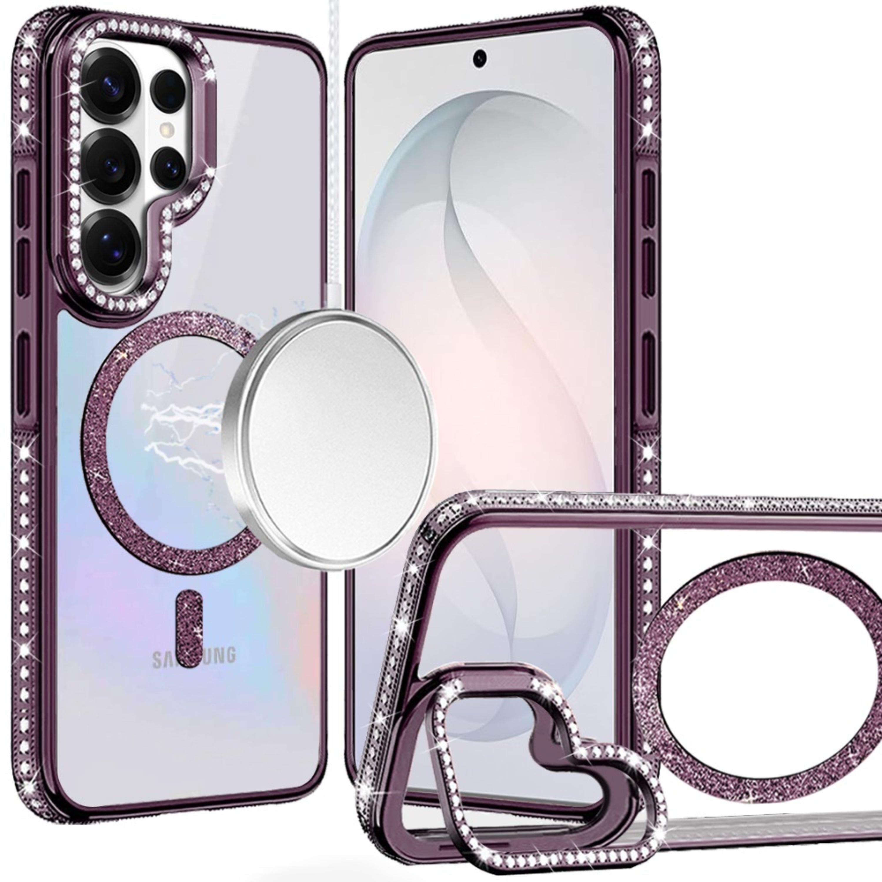 Kitcheniva - Case Diamond Bling Border Magnetic Circle With Tempered Glass For Samsung S26 Ultra - Dark Purple price history on PriceWatchPro