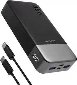 JUOVI - 20000mAh 45W USB-C PD Laptop Power Bank with LED Display and 4-Port Fast Charging - Black