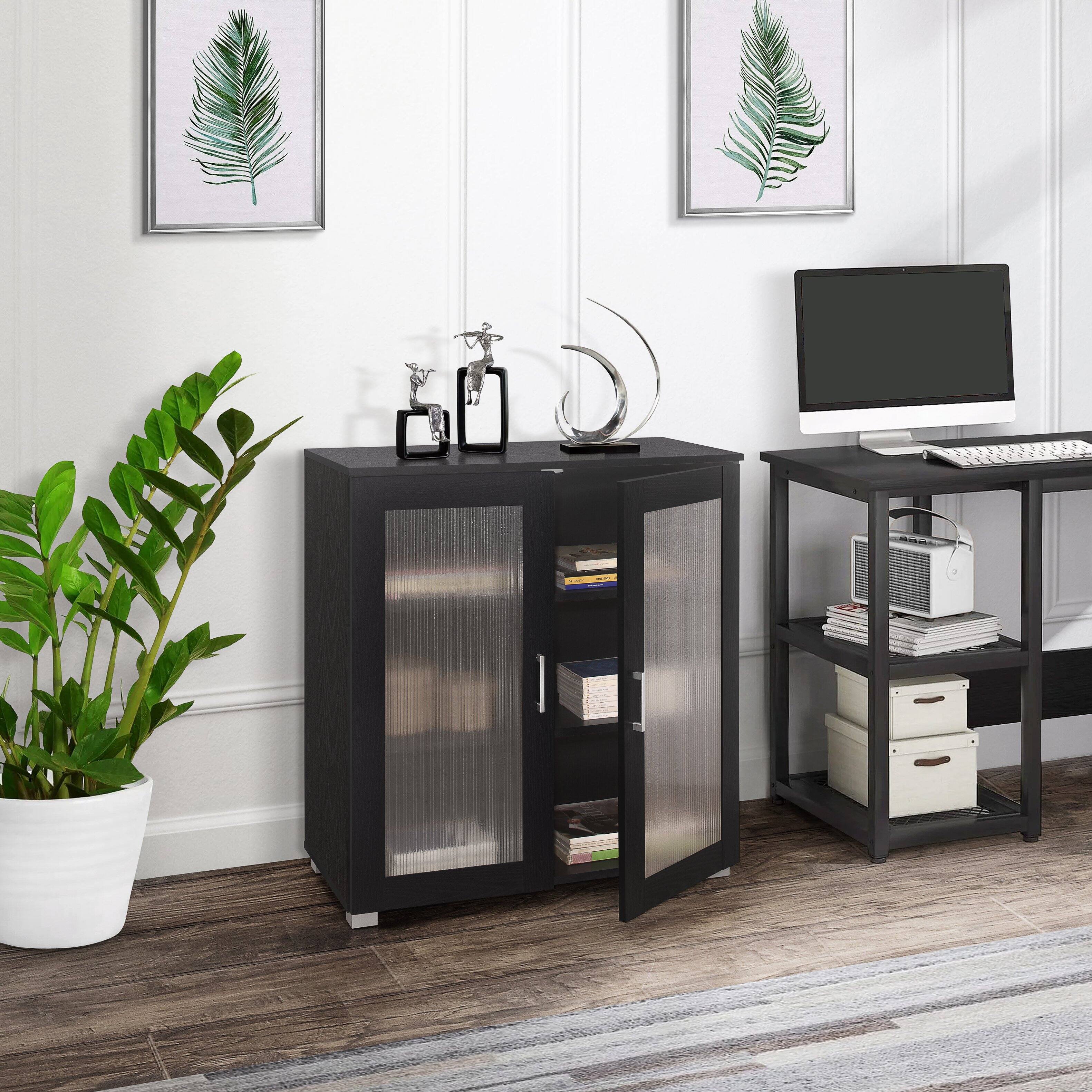 Angle. Kings Brand Furniture - Kings Brand Furniture 2-Door Accent Storage Cabinet, Sideboard Buffet Floor Storage Cupboard - Black.