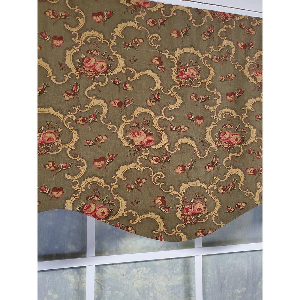 Left. RLF Home - RLF Home Fani Provance 3" Rod Pocket Lining Luxurious and Elegant Window Treatment Valance 50" x 15" Hunter - Hunter.