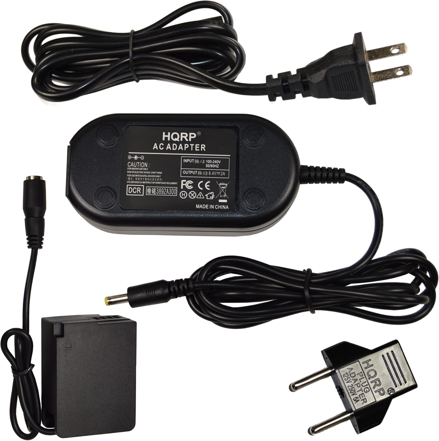 HQRP AC ADAPTER  
INPUT: 100-240V 50/60Hz  
OUTPUT: 8.5V 2A  
CAUTION:  
DCR 3892A300  
MADE IN CHINA  
FC CE  
HQRPA