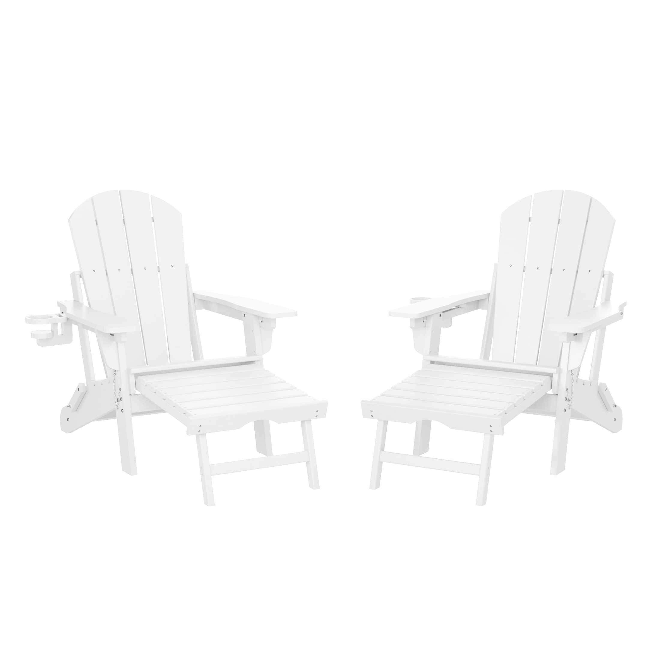 WestinTrends - Malibu Folding Adjustable Adirondack Chair with Retractable Ottoman and Cup Holder (Set of 2) - White price history on PriceWatchPro