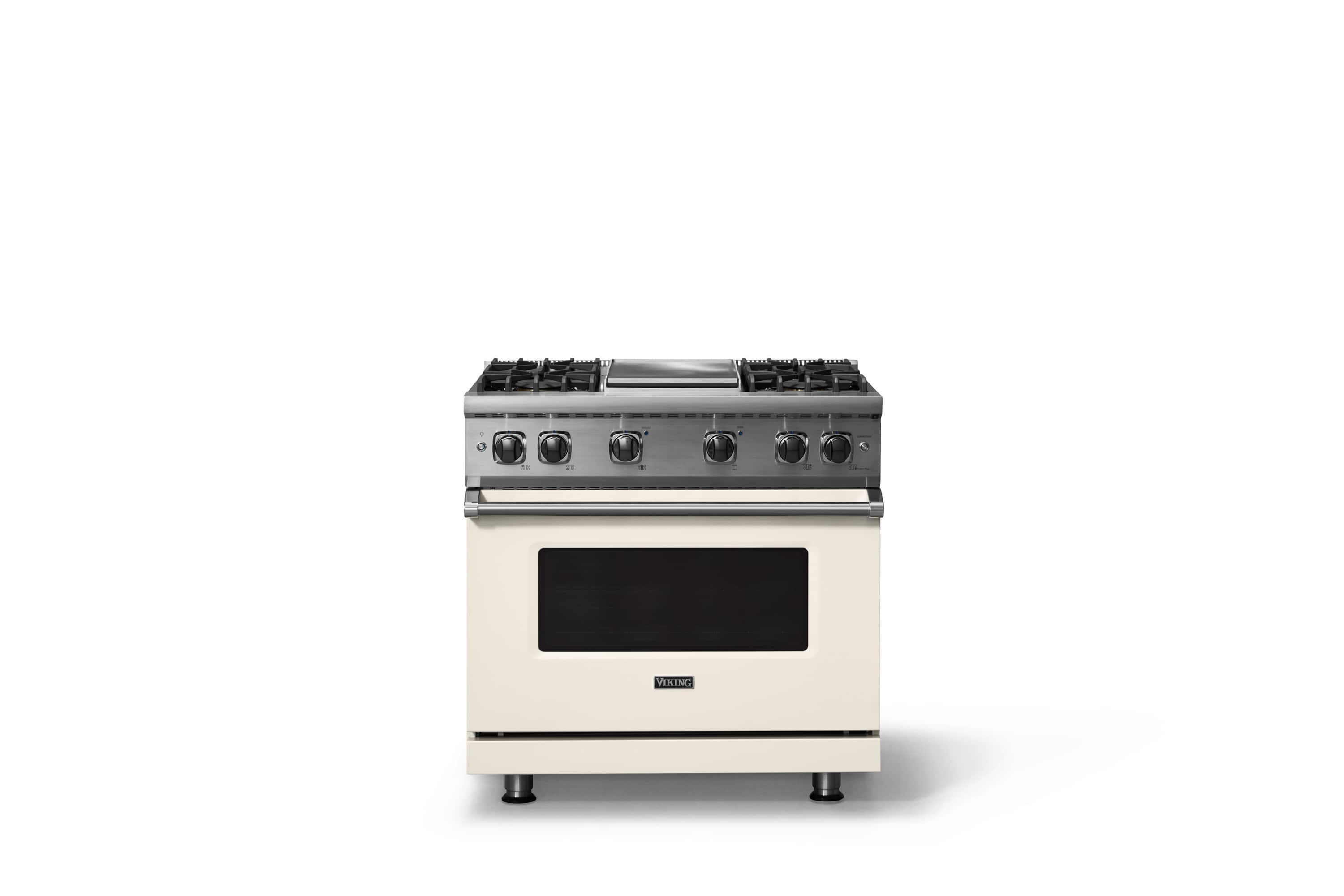 Front. Viking - 5.1 Cu. Ft. 36"W Freestanding LP Gas Sealed 4 Burner Range with Griddle - Pure White.