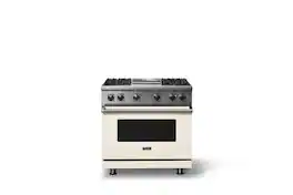 Viking - 5.1 Cu. Ft. 36"W Freestanding LP Gas Sealed 4 Burner Range with Griddle - Pure White