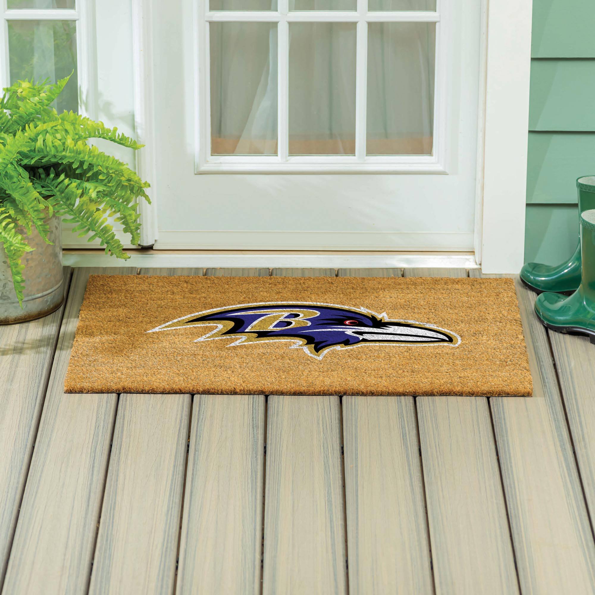 Alt View 3. Evergreen Enterprises - Baltimore Ravens 24" x 36" Outdoor Team Logo Coir Mat - Brown.