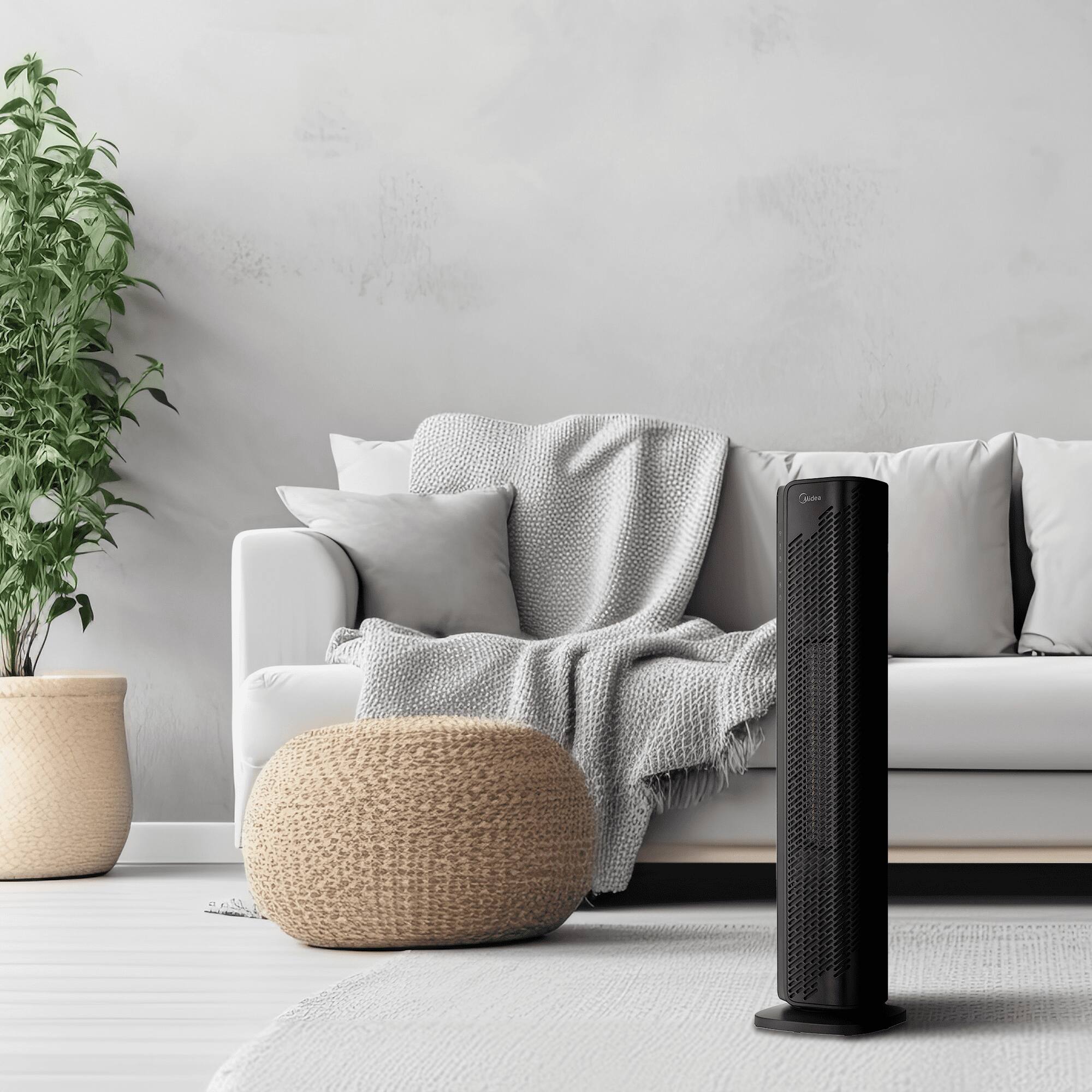 Alt View 2. Midea - Midea 1500W 30" Smart Tower Space Heater with Wi-Fi App and Voice Remote Control - Black.