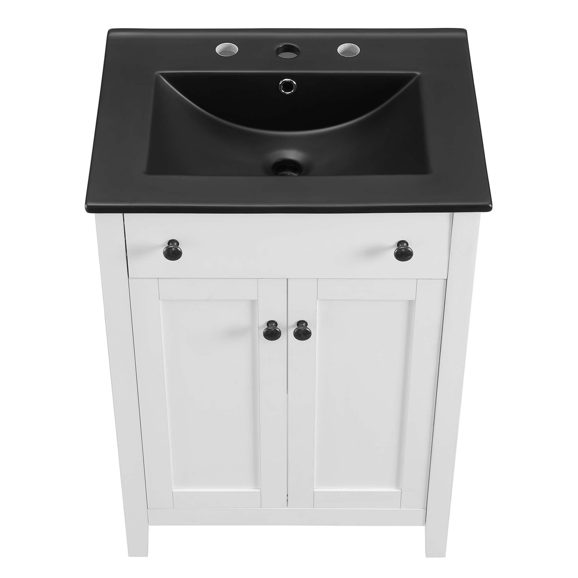 Alt View 5. Modway - Nantucket Bathroom Vanity Basin Included - White Black.