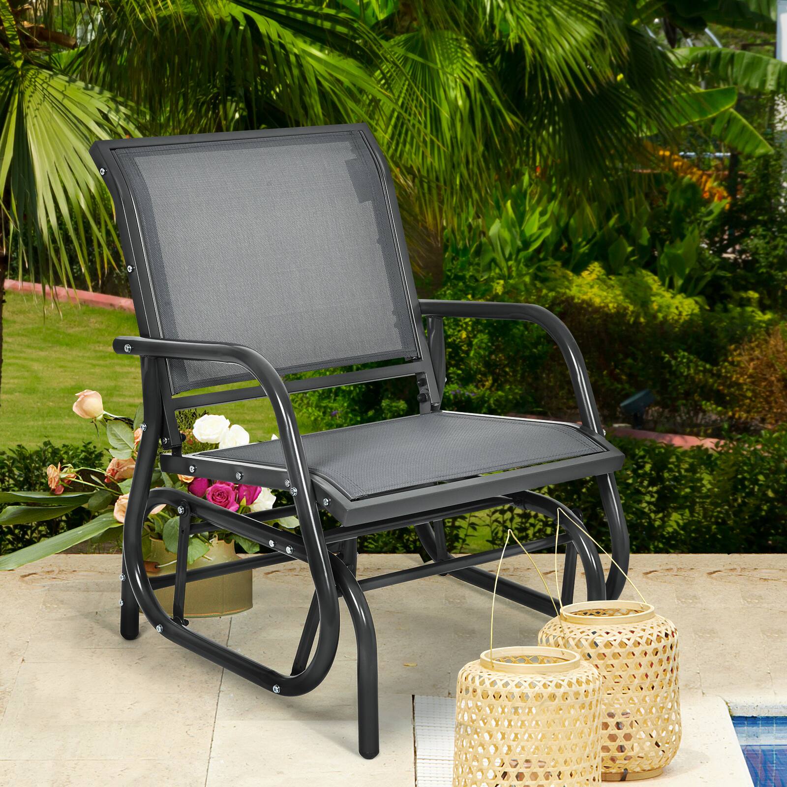 Alt View 3. Costway - Costway 2PCS Patio Swing Glider Chair Single Rocking Chair Yard Outdoor - Grey.