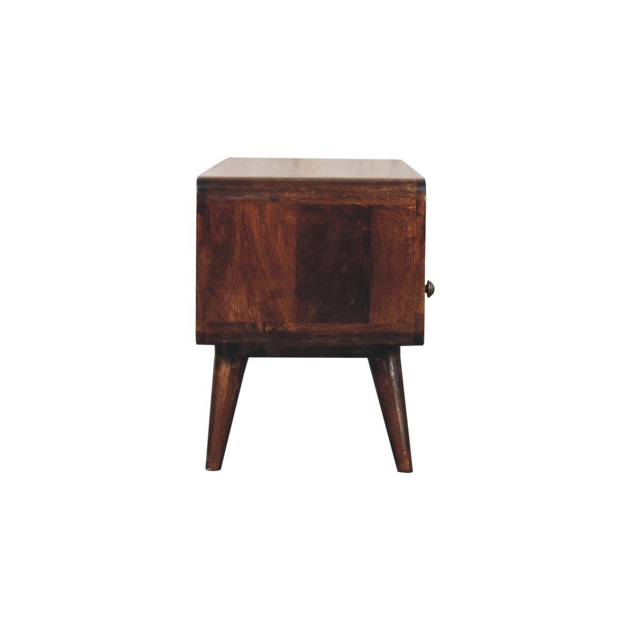 Alt View 5. Artisan Furniture - Artisan Furniture Solid Wood Curved California Walnut Media Unit, 2 Drawers, 1 Open Slot, Dark Brown - Dark Brown.