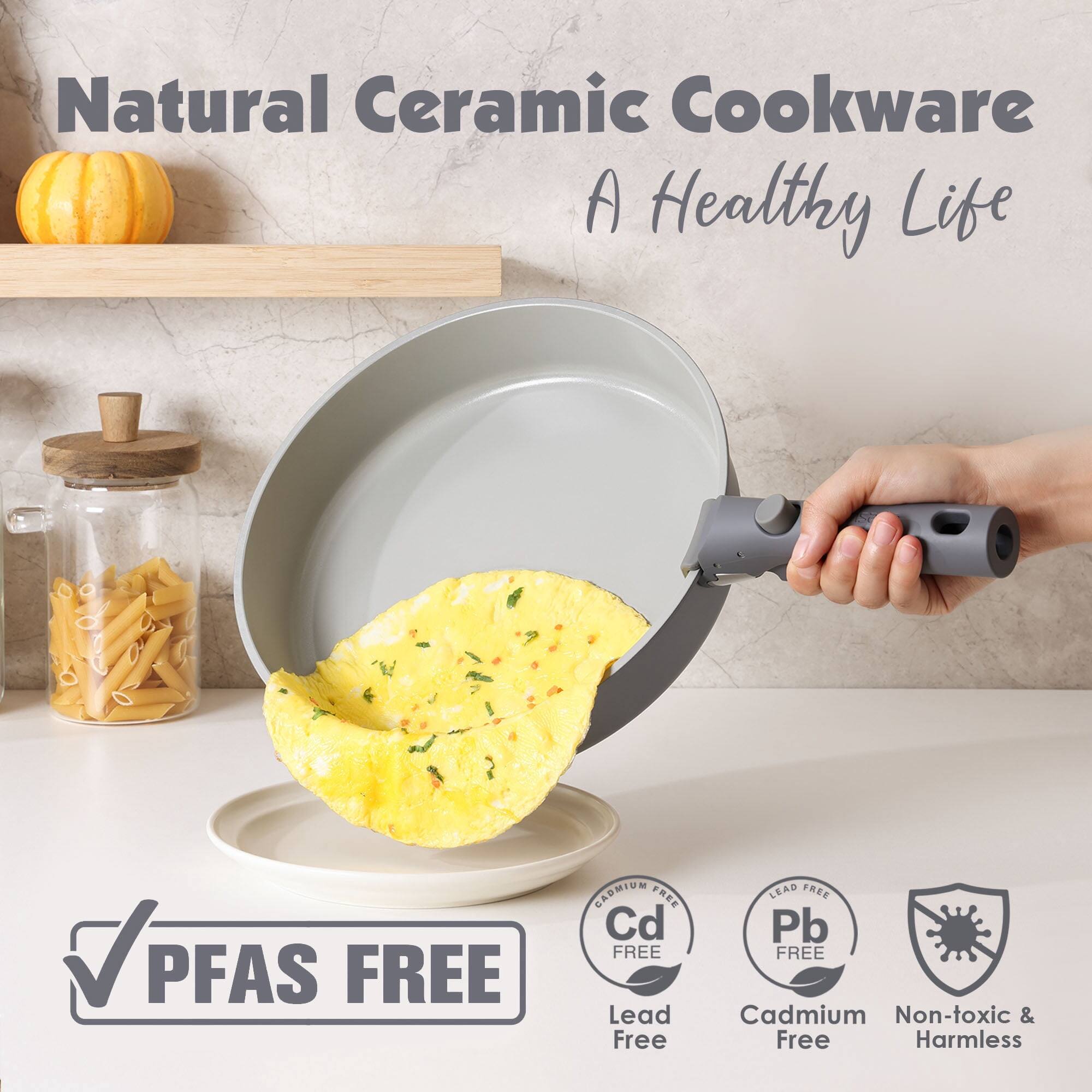 Natural Ceramic Cookware  
A Healthy Life

PFAS FREE

CADMIUM FREE  
Cd FREE  
Lead Free

LEAD FREE  
Pb FREE  
Cadmium Non-toxic & Harmless