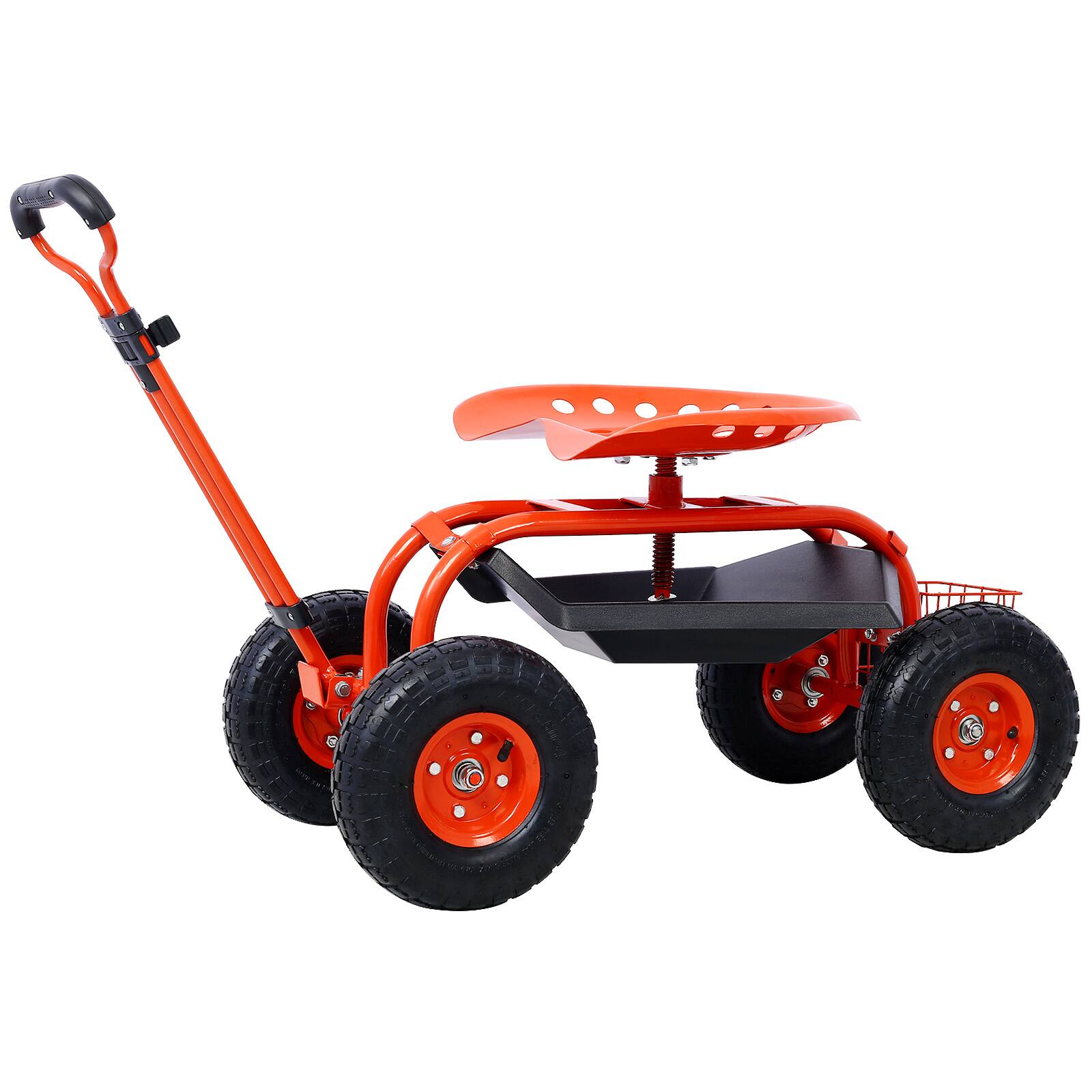 Alt View 2. TinyHomie - Rolling Garden Scooter Garden Cart Seat with Wheels and Tool Tray 360 Swivel Seat Red - Red.