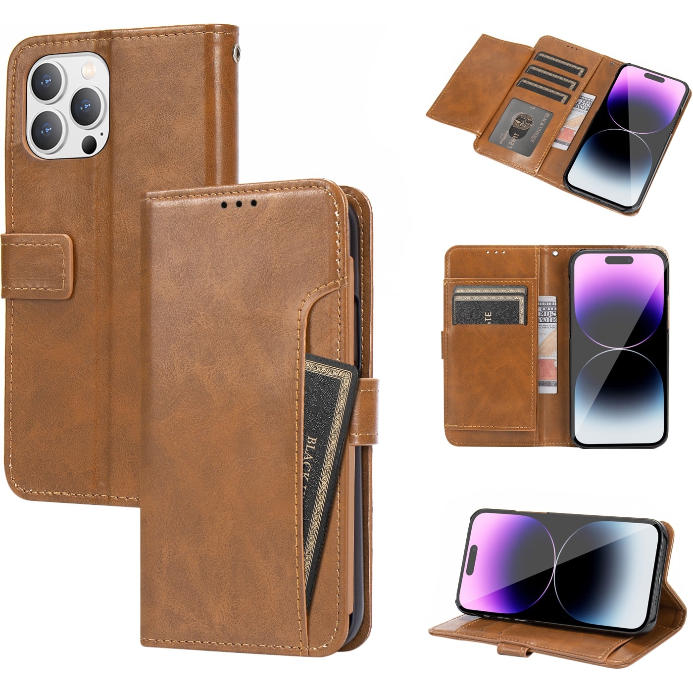 Alt View 15. SaharaCase - Folio Wallet Case for Apple iPhone 14 Pro Max - Brown.