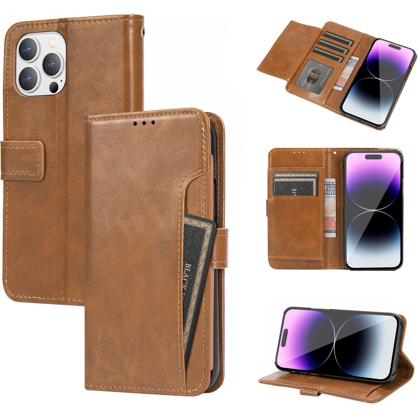 Alt View 15. SaharaCase - Folio Wallet Case for Apple iPhone 14 Pro Max - Brown.