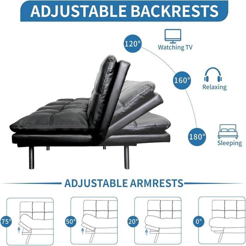 ADJUSTABLE BACKRESTS  
120° Watching TV  
160° Relaxing  
180° Sleeping  

ADJUSTABLE ARMRESTS  
75°  
50°  
20°  
0°