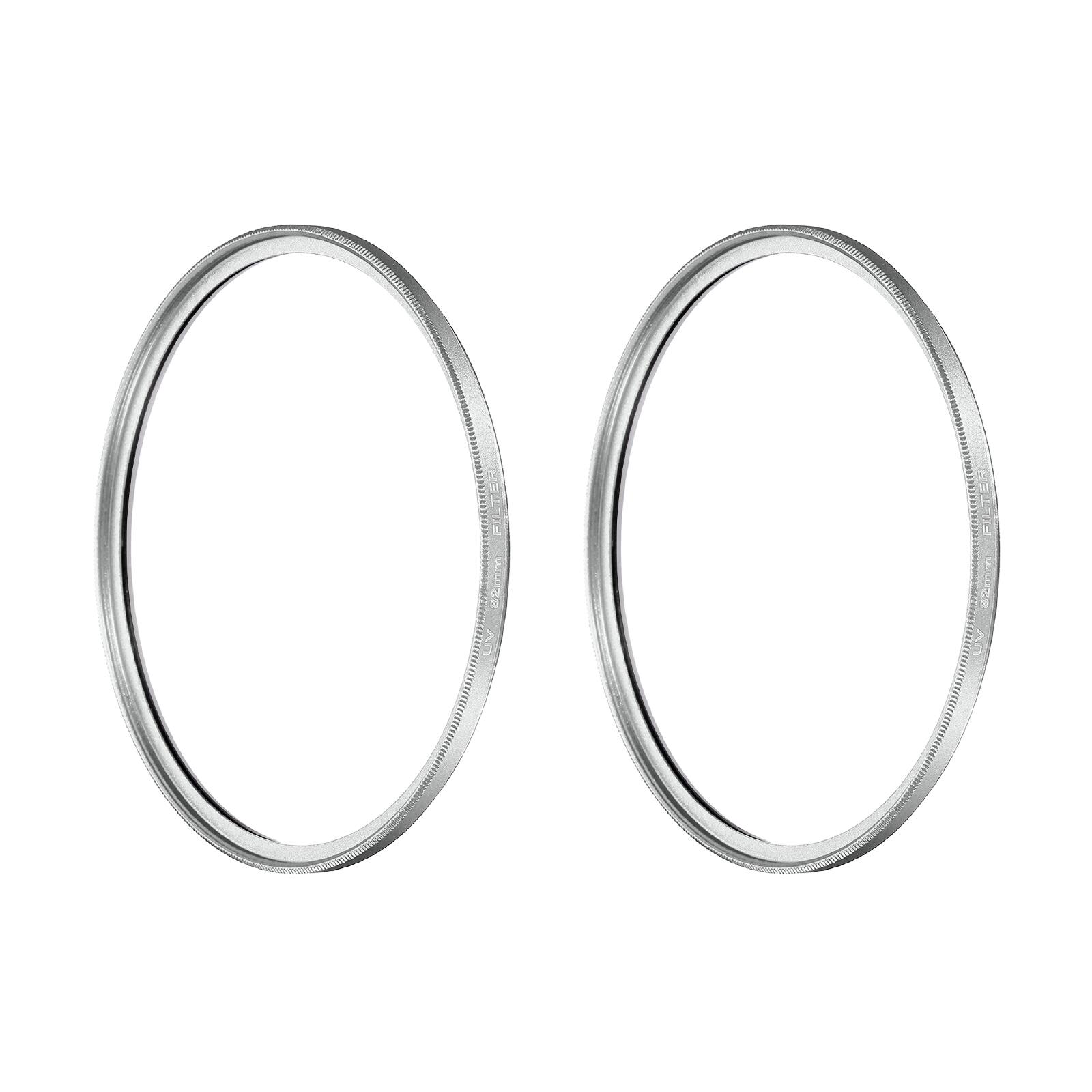 Front. Unique Bargains - 82mm Ultra Slim Lens Filter 2pcs, Multi Coating Aluminum Circular Screw-in Protection for Photography - Silver.