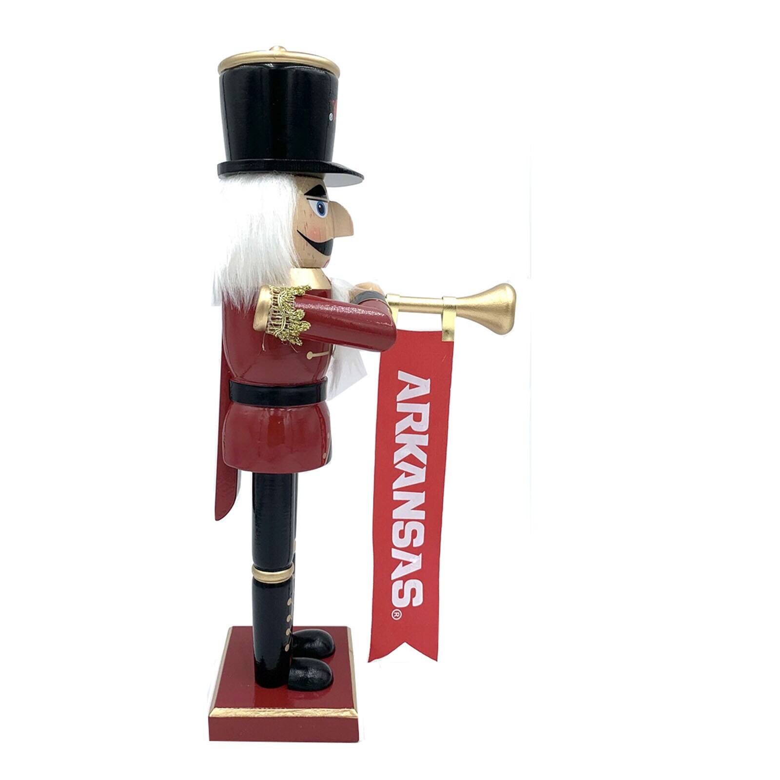 Alt View 1. Santa's Workshop - Arkansas Razorbacks 14" Bugler Nutcracker - Red.