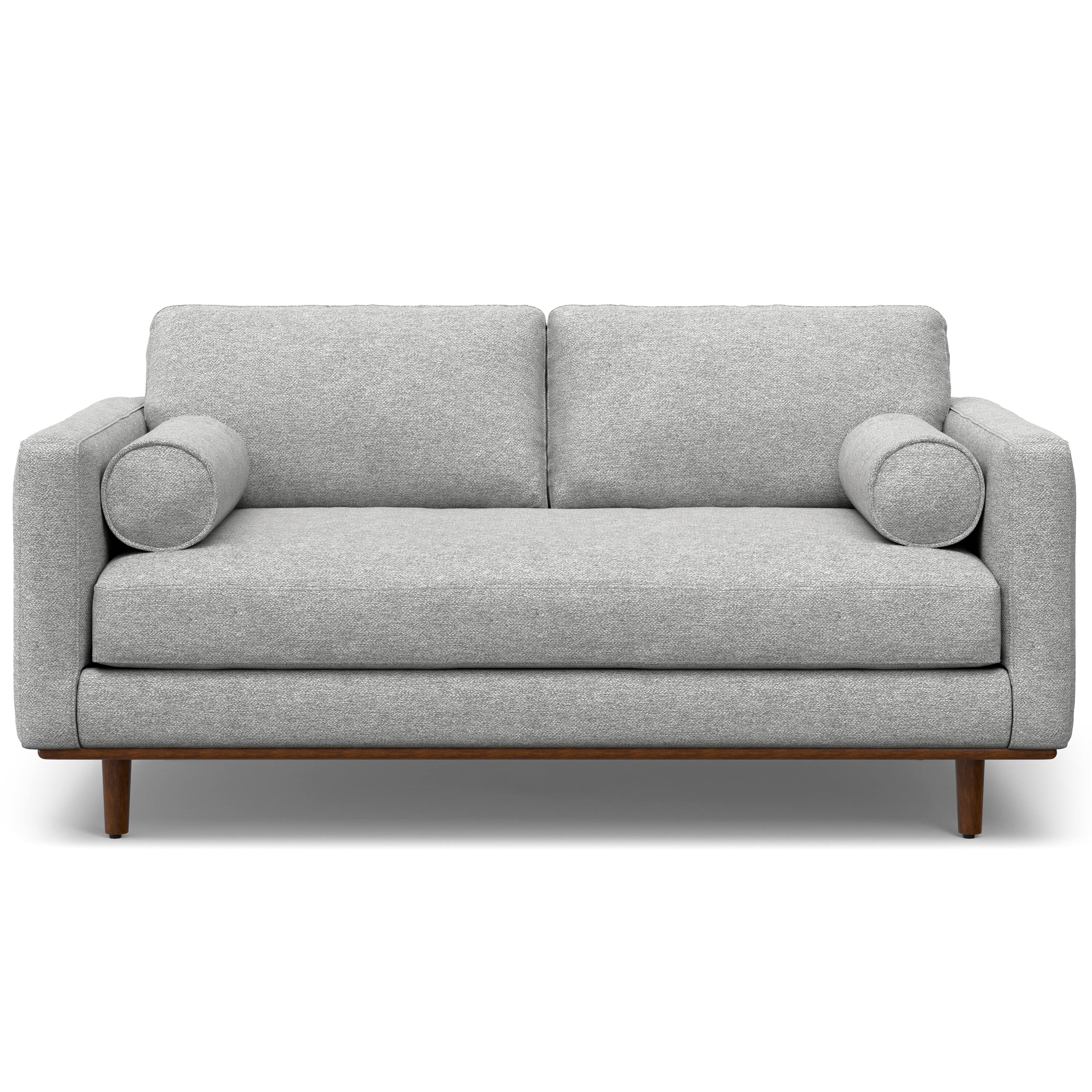 Alt View 2. Simpli Home - Morrison Mid-Century Modern 72 inch Wide Sofa with Ottoman Set in Mist Grey Tightly Woven Performance Fabric - Mist Grey.