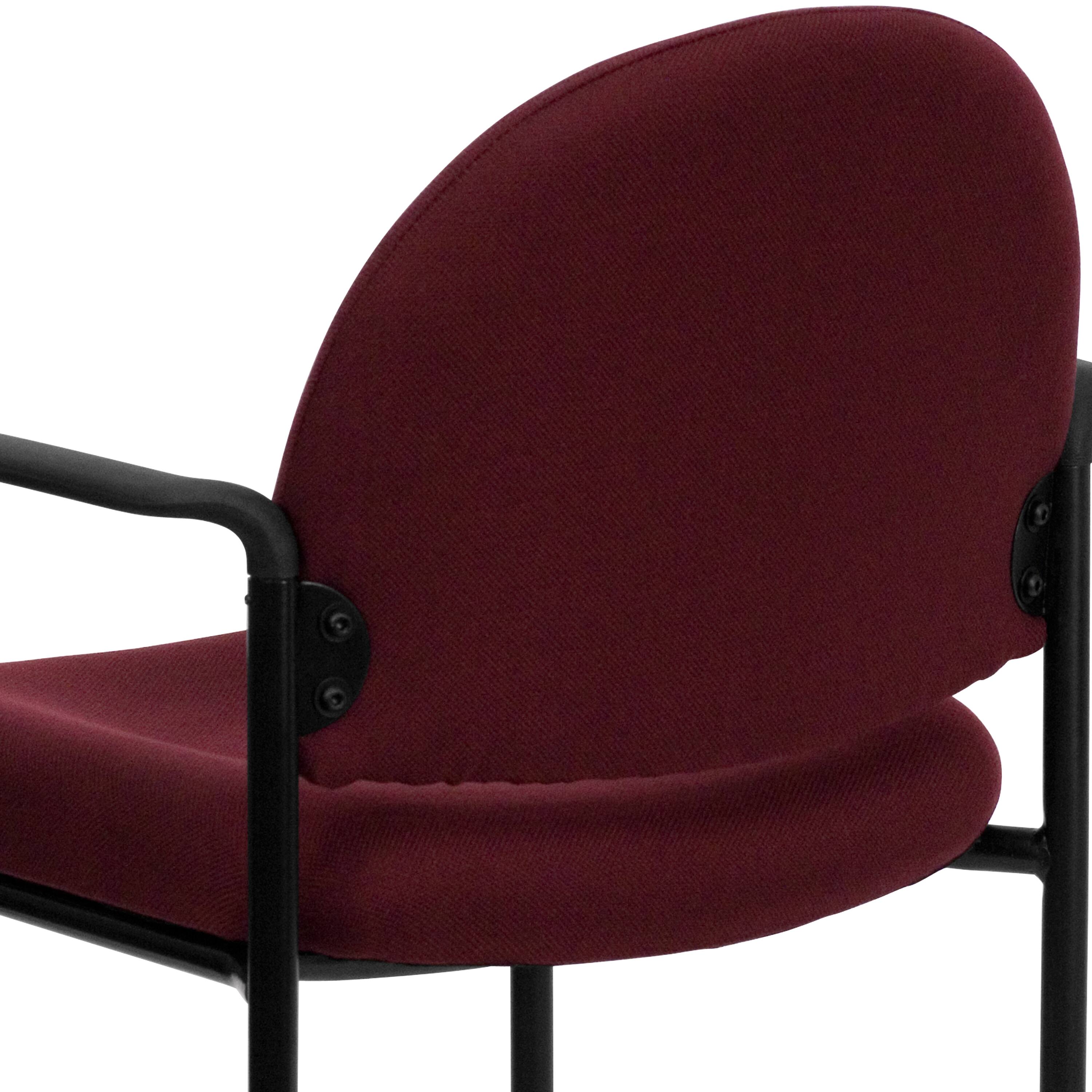 Alt View 9. Emma + Oliver - Comfort Stackable Steel Side Reception Chair with Arms - Burgundy Fabric.
