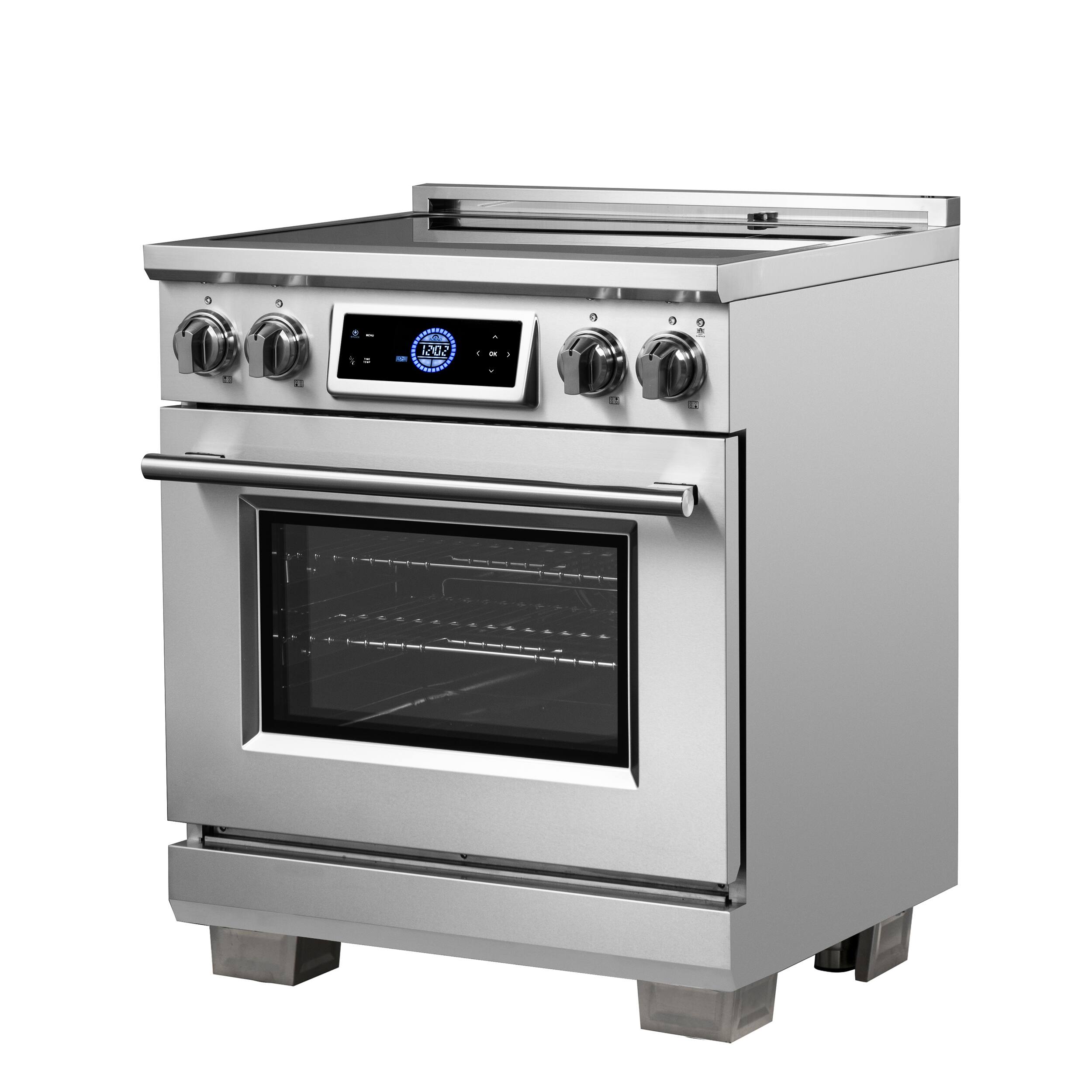 Angle. Forno Appliances - Maximus 4.32 Cu. Ft. Freestanding Electric Induction Range with Air Fryer - Stainless Steel.