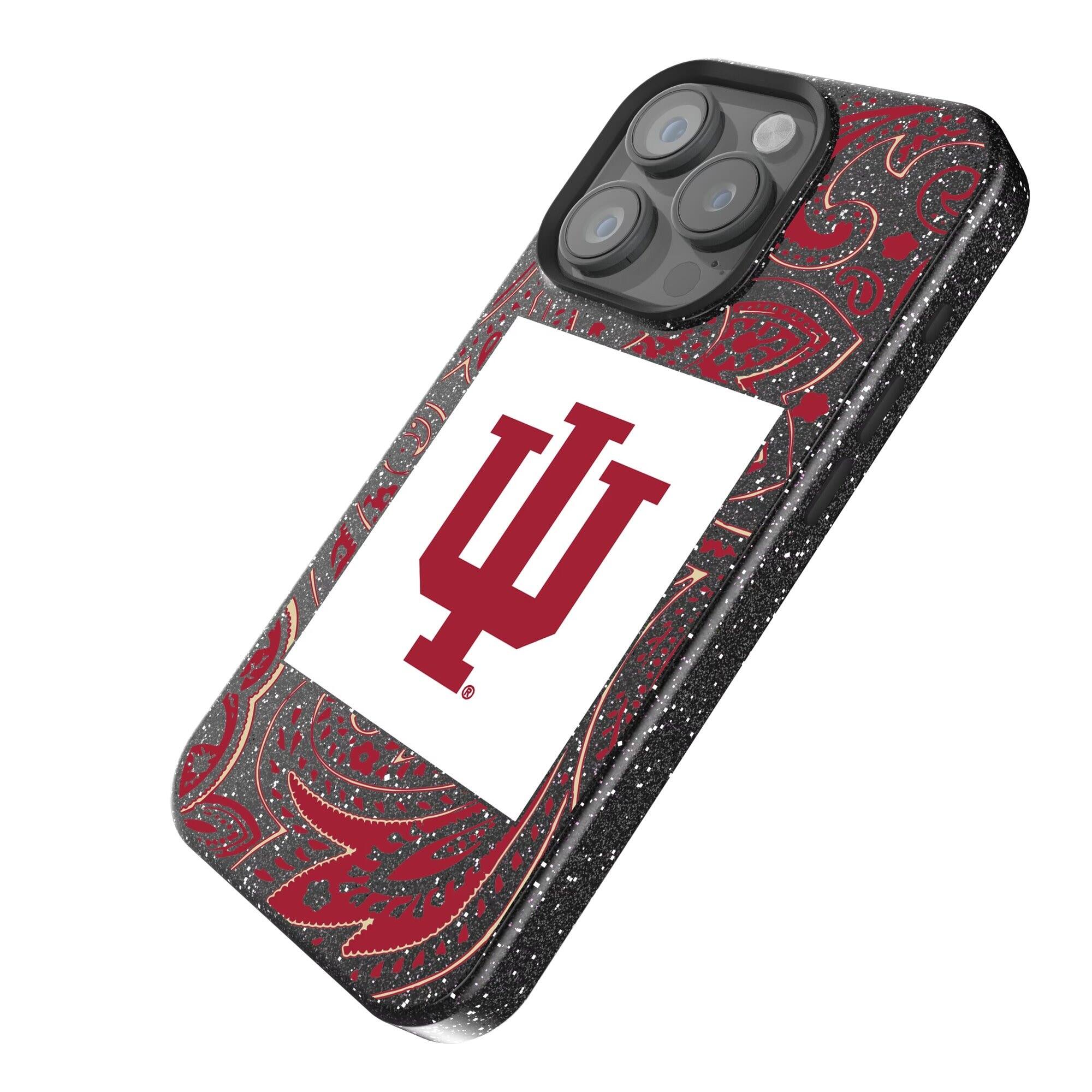 Alt View 1. Keyscaper - Indiana Hoosiers Paisley Bling iPhone Case - 16 - Black.