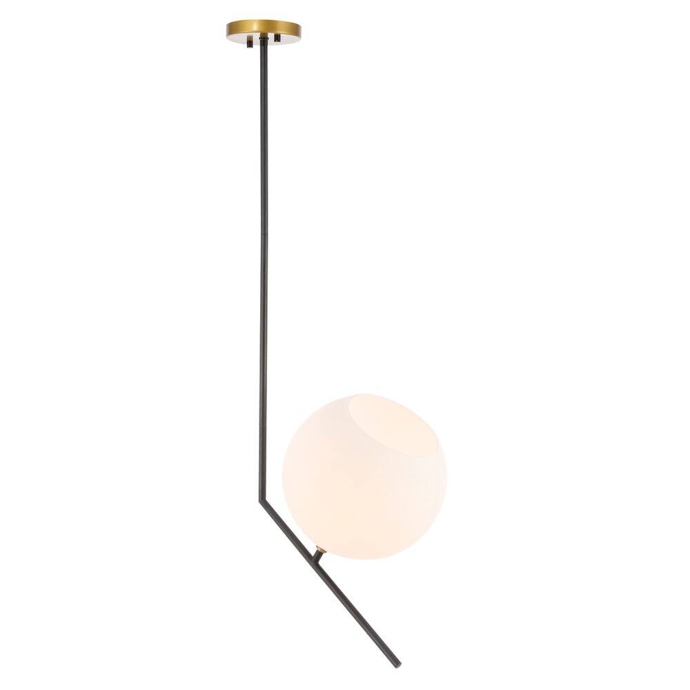 Alt View 4. Living District - Ryland 1 Light Black And Brass And Frosted White Glass Pendant - Black And Brass And Frosted White Glass.
