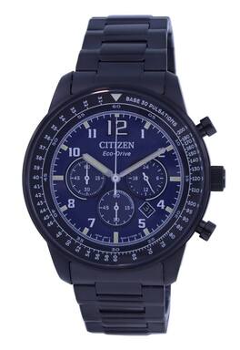 Citizen - Chronograph Dial Stainless Steel Eco-Drive CA4505-80M 100M Men's Watch - Blue