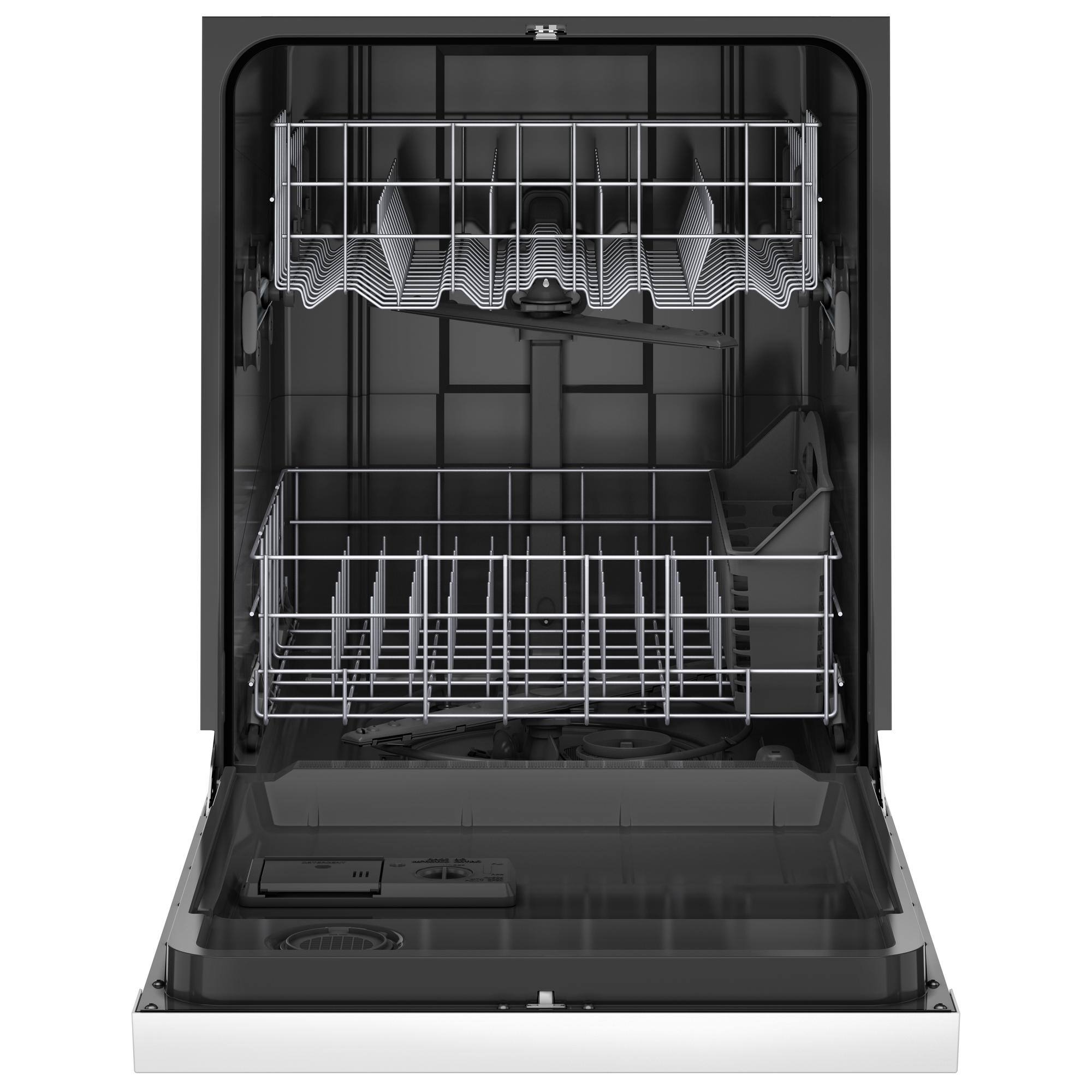 Angle. Amana - 24" Built-In White Tub Dishwasher with Dark Interior, Large Capacity, 59 dBA - White.